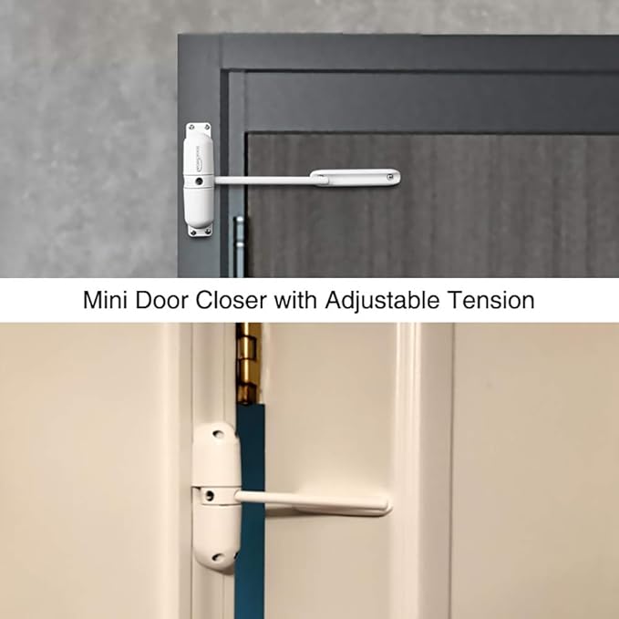 Safety Spring Door Closers, Adjustable Closing Door Hinge, Automatic Stopper Fire Rated, to Convert Hinged Doors to Self Closing Doors - White