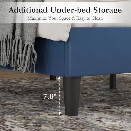 Queen Size Bed Frame with Upholstered Headboard