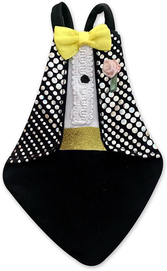 Bev's Bird Boutique Regular Flyper Adjustable Bird Diaper | Reusable, Washable Cloth | Comfort Fit for Parrot, Cockatiels, & Other Small Birds | Fashionable Avian Accessories, Retro Tux, Size 7.5