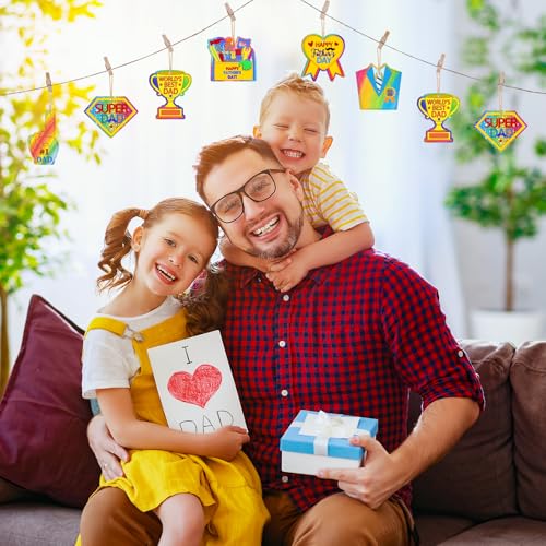 36PCS Wooden Father's Day Crafts for Kids Ornaments to Paint