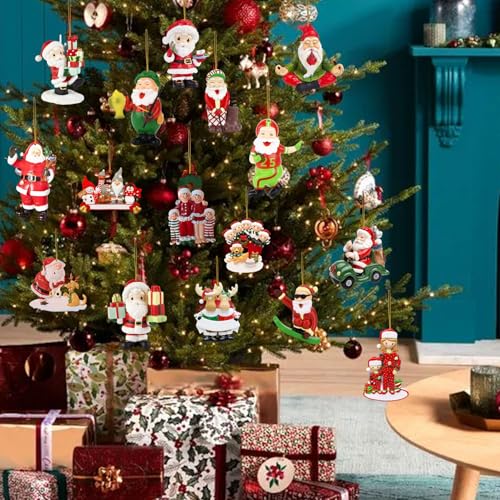 15 Pcs Christmas Hanging Ornaments Santa Claus Christmas Tree Ornaments Small Person Hanging Ornament Gnome Santa Doll Hanging Decor Christmas Tree Decoration for Xmas Party Supplies