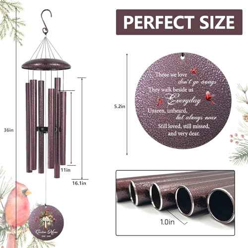 Customized Cardinal Cross Windchimes in Memory of a Loved One