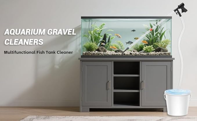 Aquarium Gravel Cleaner,Fish Tank Cleaner,Manual Vacuum Water Changer with 30ml Aquarium Vacuum Waste Remover Dropper, Cleaning Brush,Use for Water Changing Gravels Sand Washing