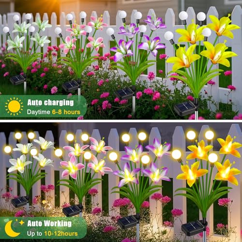 4 Pack Lily Flower Solar Garden Lights (2 Count)