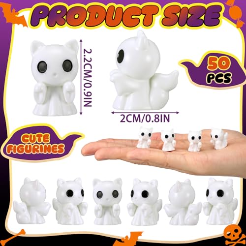 50 Pcs Halloween Mini Ghosts Figurines Resin Tiny Ghosts (50 Count)