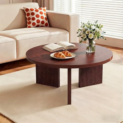 35" Wooden Round Coffee Table