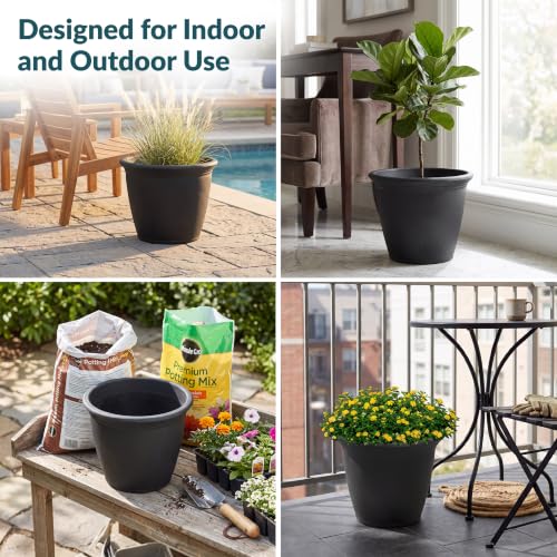 Sunnydaze Anjelica 15.25'' Large Plastic Planter Pot for Plants (4 Count)
