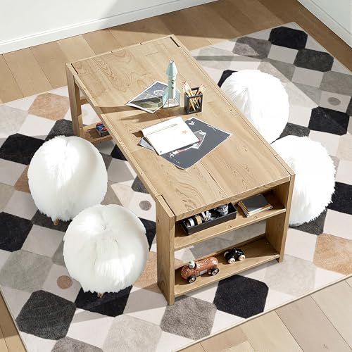4x6 Checkered Area Rug Washable Classroom Kids Rug Marble (24 Sq Ft)