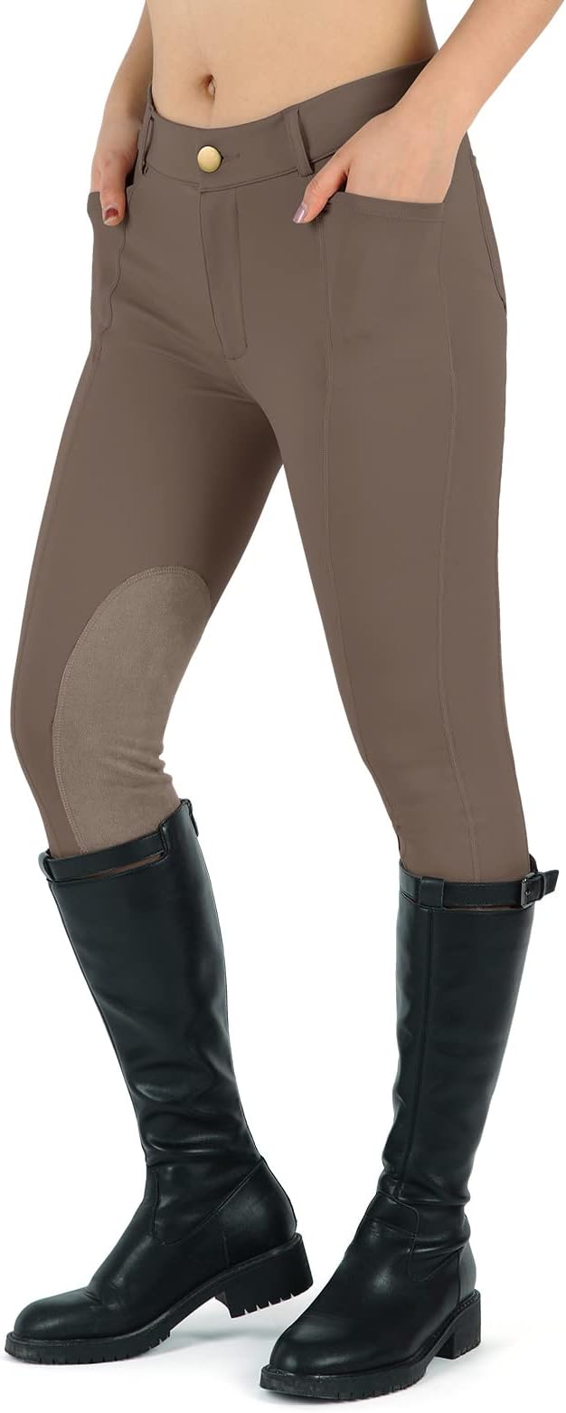 beroy Horse Riding -Pants Women Equestrian-Breeches - Ladies Training Horseback Riding Tights Full Seat Silicone Pockets