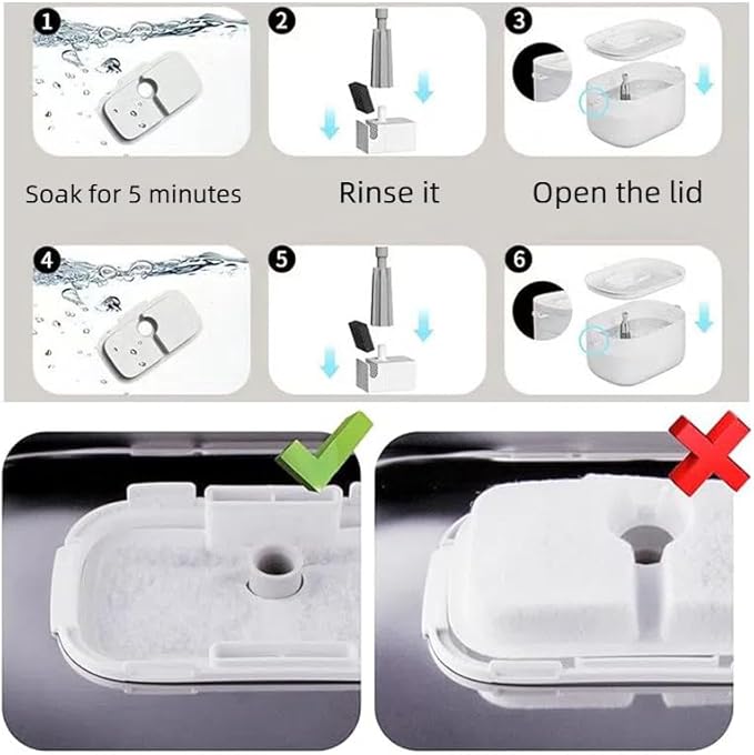 Cat Water Fountain Filter 4 Pack Filters+8Sponges,Pet Fountain Filter Replacements Set,Cat Fountain Filters Replacement Kit for Petlibro (White, 4pack)