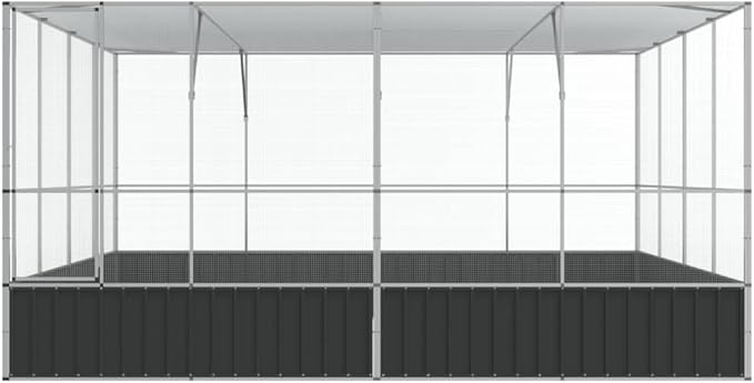Steel Aviary Silver, Steel Bird Cage, Outdoor Aviary Parrot Cage Wide Flight Metal Birdcage, 164.6"x163"x83.5" Steel,-84