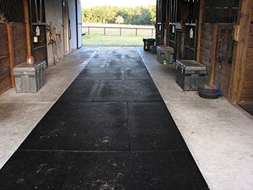American Floor Mats - Heavy Duty Stall Tiles - Stable/Horse Tiles - Thick, Durable Rubber Flooring Solid Black 10' x 20' Set 3/8" Thick (50 Tiles Total)