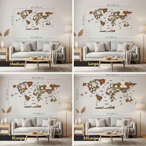 Multilayer 3D Wooden World Map