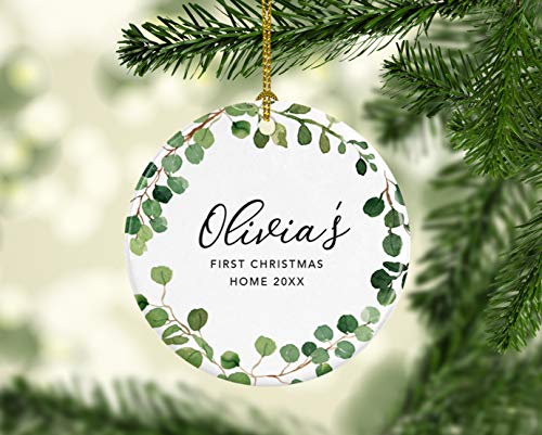 Personalized Round Ceramic Porcelain Christmas Tree Ornament Keepsake Collectible New Baby Gift