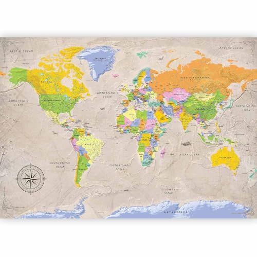 Wall Mural World Map 138x101 in (96.44 Sq Ft)