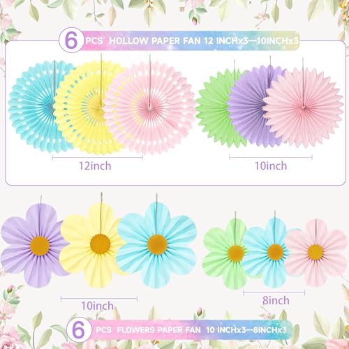 12 Pcs Pastel Paper Fans