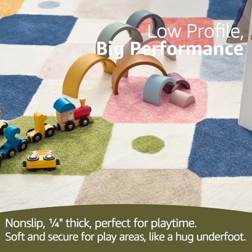 Checkered Square Rug 5x5 Washable Colorful Kids Room Play Mat (25 Sq Ft)