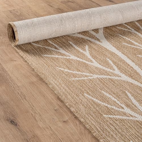 Washable Indoor Outdoor Rug 6x9 Modern Area Rugs Branch Pattern Non Shedding Waterproof Easy Clean Patio Deck Porch Living Room Bedroom Garden RV (54 Sq Ft)