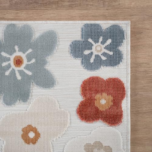Outdoor Rug 8x10 Modern Floral Tropical Area Rugs for Outdoor and Indoor Patio Easy to Clean Non Shedding Living Room Porch Garden Washable Outside Carpet (80 Sq Ft)