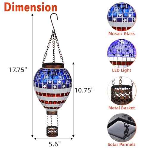 American Flag Hot Air Balloon Solar Lantern