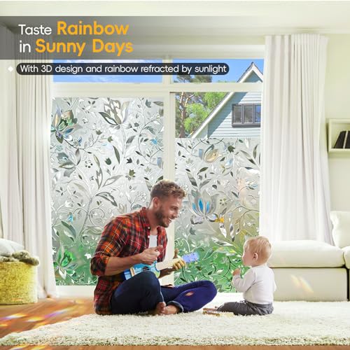 Reusable Static Cling Rainbow Window Privacy Film Decorative