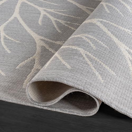 Washable Indoor Outdoor Rug 6x9 Modern Area Rugs Branch Pattern Non Shedding Waterproof Easy Clean Patio Deck Porch Living Room Bedroom Garden RV (54 Sq Ft)