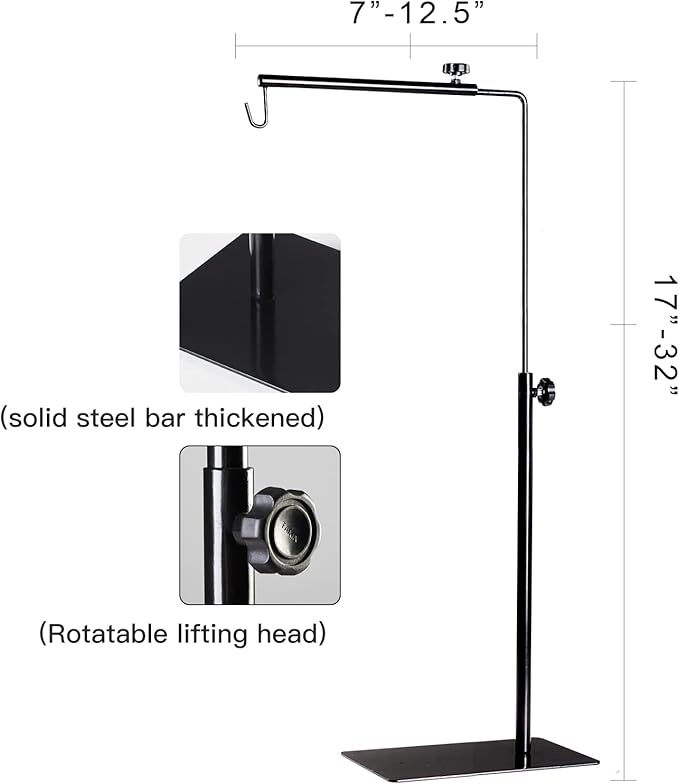 BETAZOOER Reptile Lamp Stand Adjustable 15-31 Inch Floor Light Holder Lamp Hanging Bracket Metal Support for Reptile Glass Terrarium Heating Light