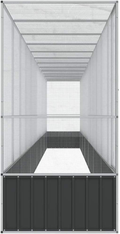 Large Metal Heavy Duty Walk-in Aviary Cage with Extension, Ample Activity Space Bird Cage with Lockable Door Also for Chickens and Rabbits, Silver 492.3"x42.1"x83.5" Steel,-411
