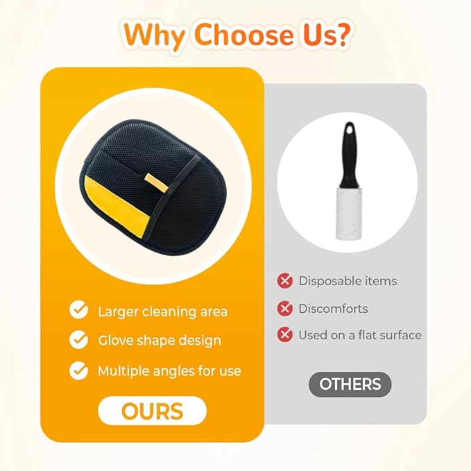 2025 Upgrade Pet Hair Remover Electrostatic Gloves, Reusable Pet Hair Removal Glove for Cats & Dogs, Premium Cat & Dog Hair Remover Mitt for Couch Furniture Carpet Car Seat (2)