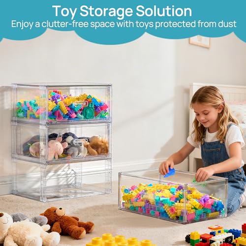 3 Pack Large Clear Stackable Storage Drawers 23QT (3 Count)