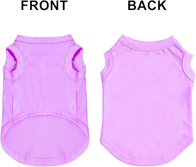 Custom Dog Clothes Shirts for Small Large Dogs Breathable Pet Shirt Customized Image Text Sleeveless Tank Tops for Puppy Cats Customize Pets Apparel Gifts, Light-Purple, L