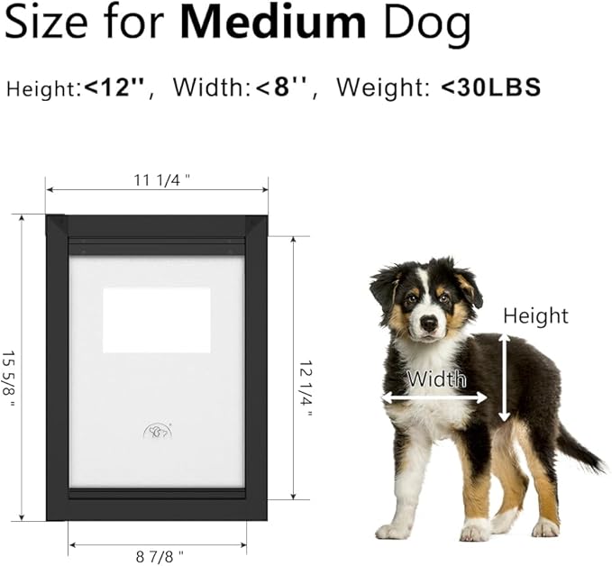 [MAVRICPOWER] Aluminum Medium Dog Door with 2 Sliding Lock Panels, Doggie Door for Exterme Weahter, Never Rust Pet Door for Small Dogs Up to 30 lbs