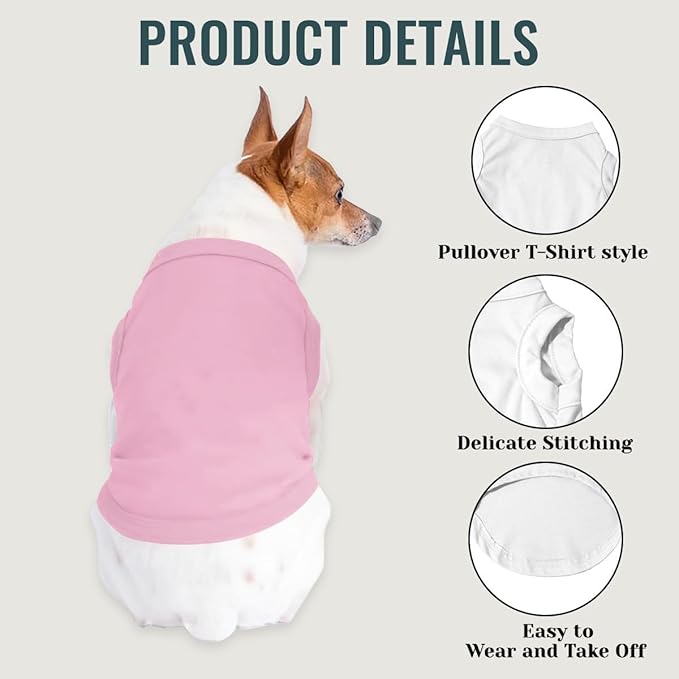 Custom Dog Clothes Shirts for Small Large Dogs Breathable Pet Shirt Customized Image Text Sleeveless Tank Tops for Puppy Cats Customize Pets Apparel Gifts, Light-Pink, 4XL