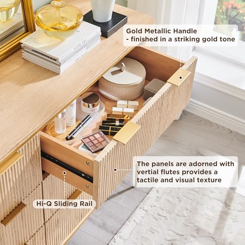 6 Drawer Dresser Fluted Design