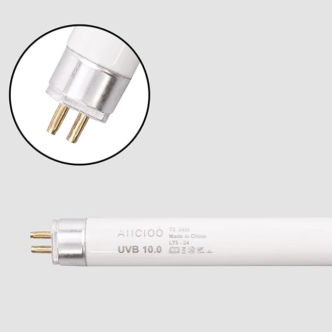 Aiicioo 2 Pack T5 HO 10.0 Reptile UVB Light 24W - Desert 22" UVA UVB Fluorescent Lamp Tube UVB Lighting Bulb for Tortoises Lizard Bearded Dragon Chameleon Turtles