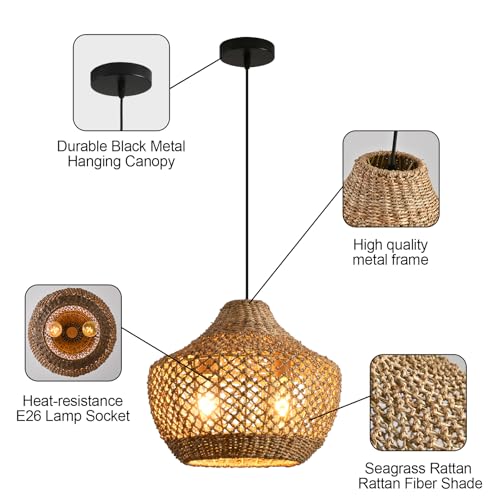 Woven Seagrass Pendant Light (2 Count)