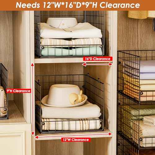5 Tier Stackable Closet Storage Baskets