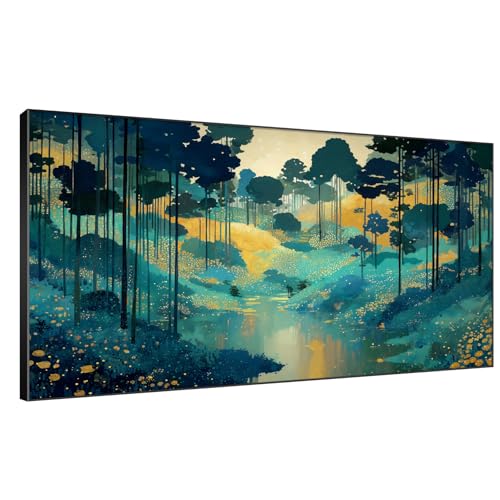 24"x46" Extra Large Framed Wall Art Whimsical Fantasy Forest