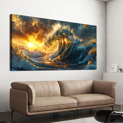 Canvas Wall Art Decor Sunshine Wave Canvas Wall Art Pictures For Living Room Decor Gold Modern Abstract Aesthetics Wall Art Decor Canvas Prints Artwork For Bedroom Office Wall Decor 20 X 40 Inch