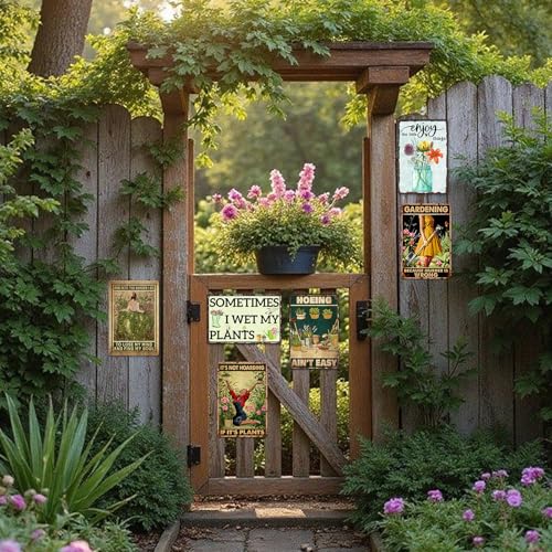 Garden Metal Signs For Outside Garden Wall Art Outdoor Patio Sign Vintage Flower Tin Sign Enjoy The Little Things Funny Garden Signs Decorative Outdoor Farmer Market Decor 8x12 Inch