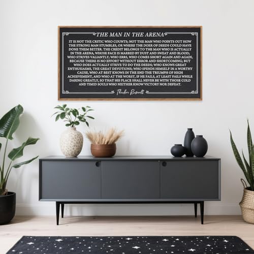 The Man In The Arena Framed Canvas Wall Art 40x20 Inch