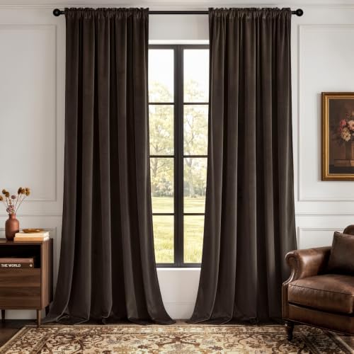 Brown Blackout Velvet Curtains Drapes 84 Inch Long 52"x84" Bedroom (2 Count)