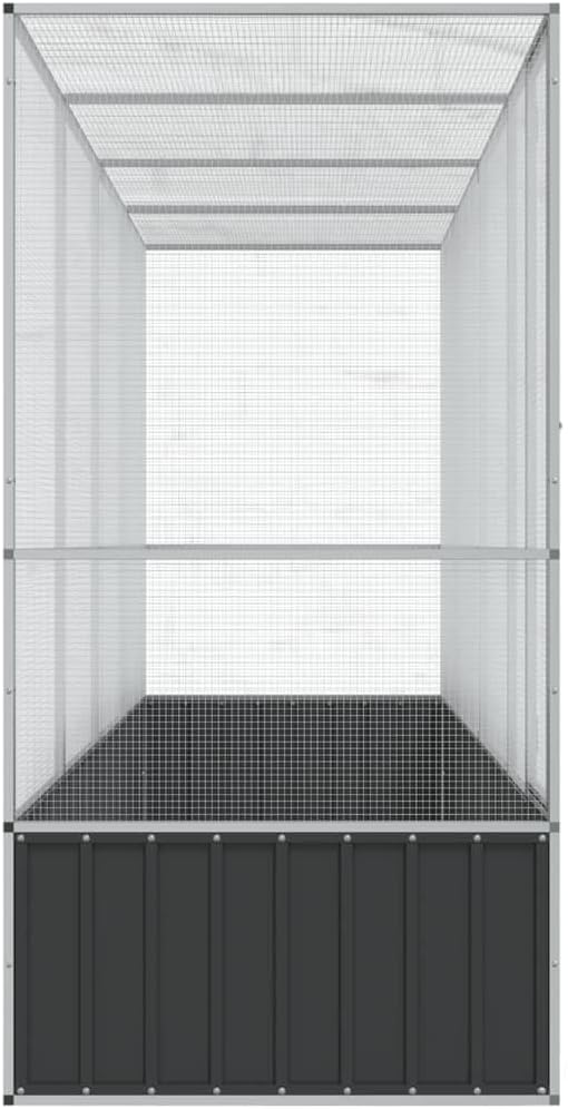 Large Bird Aviary with Extension, Outdoor Galvanized Steel Bird Cage, Galvanized Steel Outdoor Bird Aviary, Mesh Fence Bird House for Small Animals, 164.8"x42.1"x83.5"