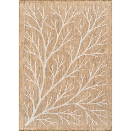 Washable Indoor Outdoor Rug 5x7 Modern Area Rugs Branch Pattern Non Shedding Waterproof Easy Clean Patio Deck Porch Living Room Bedroom Garden RV (35 Sq Ft)