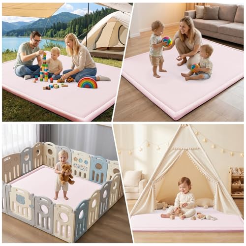 Baby Play Mat for Floor Nursery Rug Muscle Area Playroom Rug Elastic Foam 50x50" Playpenmat Elastic Foam 1.3" Thick Crawling Mat for Babies
