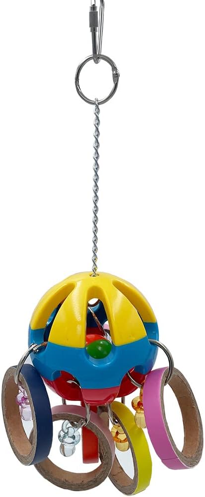 Bird Parrot Plastic Ball Toys with Colorful Cardboard Bagel and Acrylic Pacifiers for Parrot African Grey Cockatoo Cockatiel Sun Conures