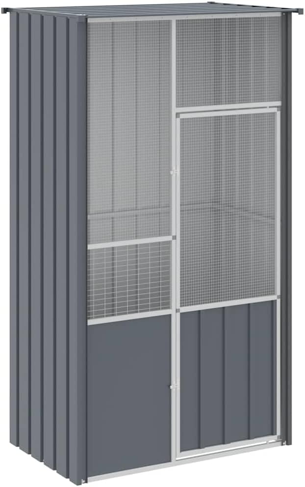 Metal Steel Large Bird Cage for Small Animals Like Birds, Rabbits, and Chickens, 45.3"x30.7"x78.7", Anthracite,-575