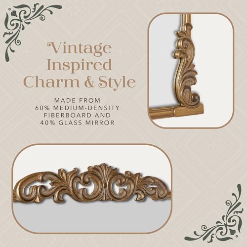 English Estate Carved Arch Wood Wall Mirror