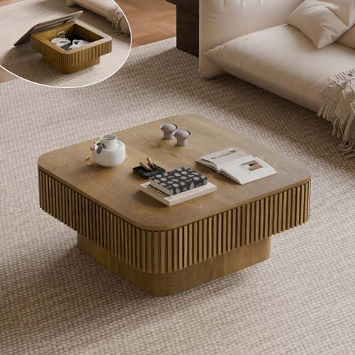 Square Small Coffee Table with Storage