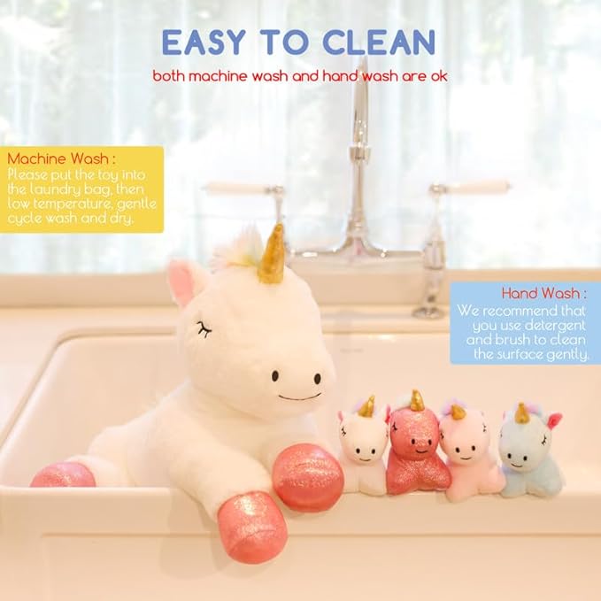 5 Pieces Unicorn Toys Stuffed Animals for Girls, 1 Mommy Unicorn with 4 Babies, Soft Plush Unicorn Toys Gifts for Girls 3 4 5 6 7 8 9 Years, Kids, Children, Christmas, Birthday, Valentine's
